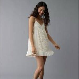 NWT American Eagle Outfitters mini dress sundress cream size XS